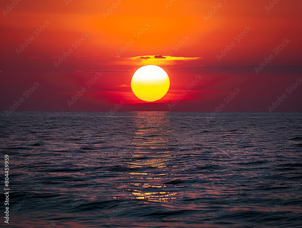 Decisive moment photography of the sun setting over the sea 