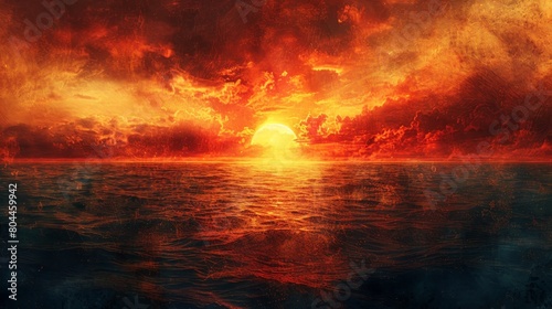 Craft an image of a panoramic sunset