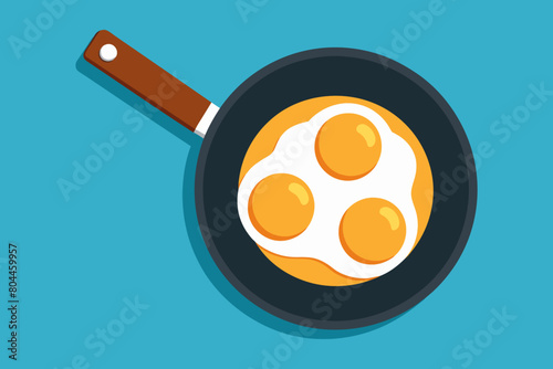 Fried eggs in a frying pan. Flat design vector illustration.