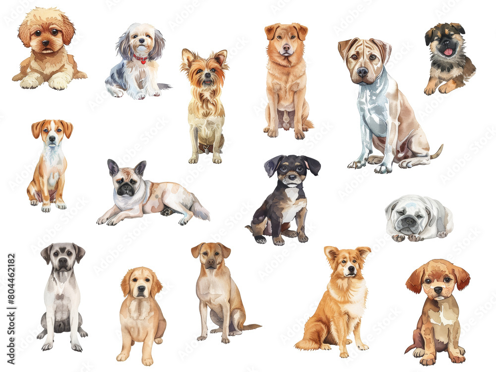 Dog watercolour style  on transparent background