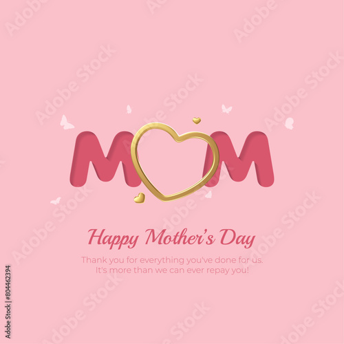 Happy Mother's Day Post and Greeting Card. Modern and Minimal Mother's Day Background with Text for Poster, Website, and Banner Vector Illustration