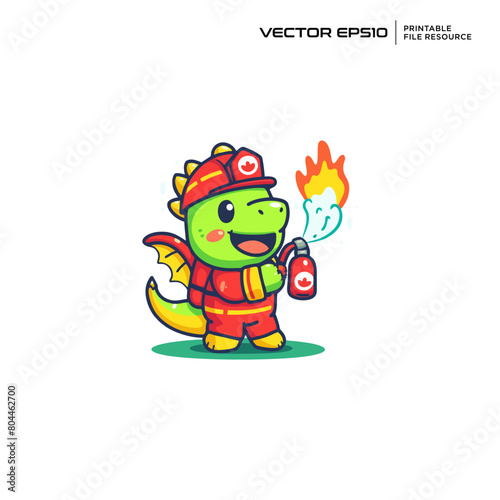 Dragon firefighter dragons character, illustration, mascot, logo, design, vector, eps 10