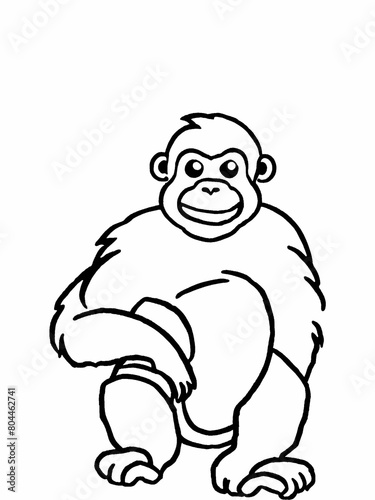 Black and white line art monkey