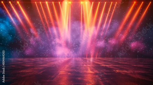 Stage Spotlight with Laser rays and smoke
