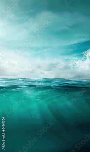 Abstract interpretation of natural elements such as water and sky in shades of cyan, Background Image For Website