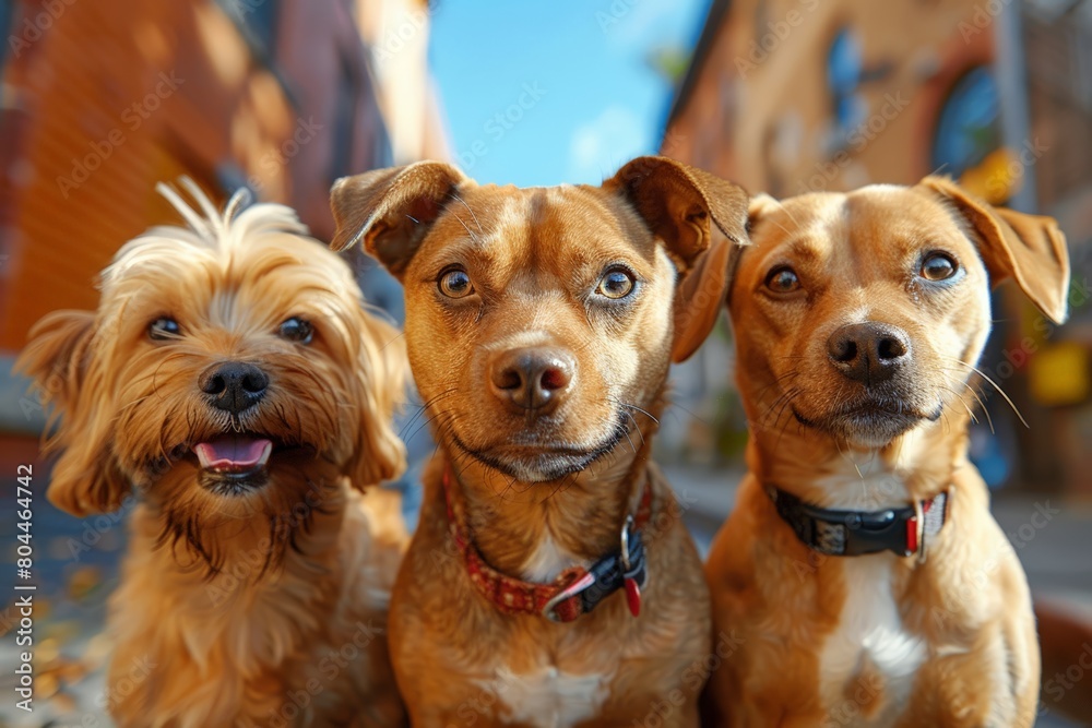 Three brown dogs sitting together Three brown dogs sitting together