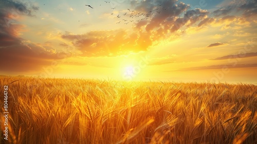 Golden Sunrise: A Majestic Field of Wheat Bathed in the First Light of Day © Arnolt