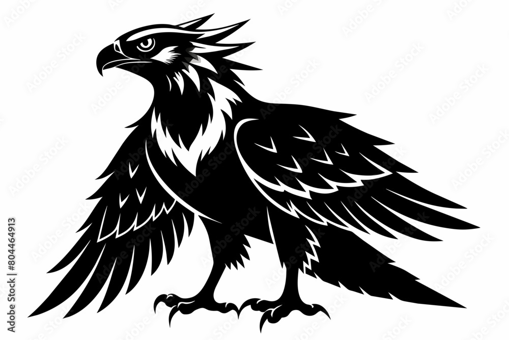 Fototapeta premium Osprey silhouette on white background, Vector illustration, icon, svg, characters, Holiday t shirt, Hand drawn trendy Vector illustration, eagle silhouette