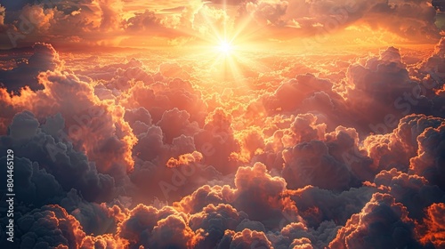 Craft an image of a sunset enveloped by clouds © Supasin