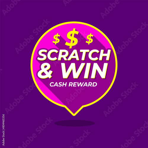 Scratch and win game contest speech bubble icon label sign design vector