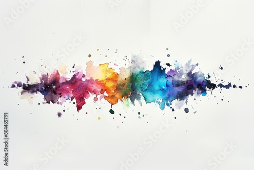 colorful watercolor splatters in a vibrant rainbow palette on a clean white background