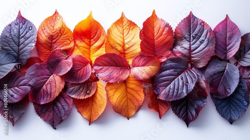 On a white background, a border frame with colorful autumn leaves can be seen