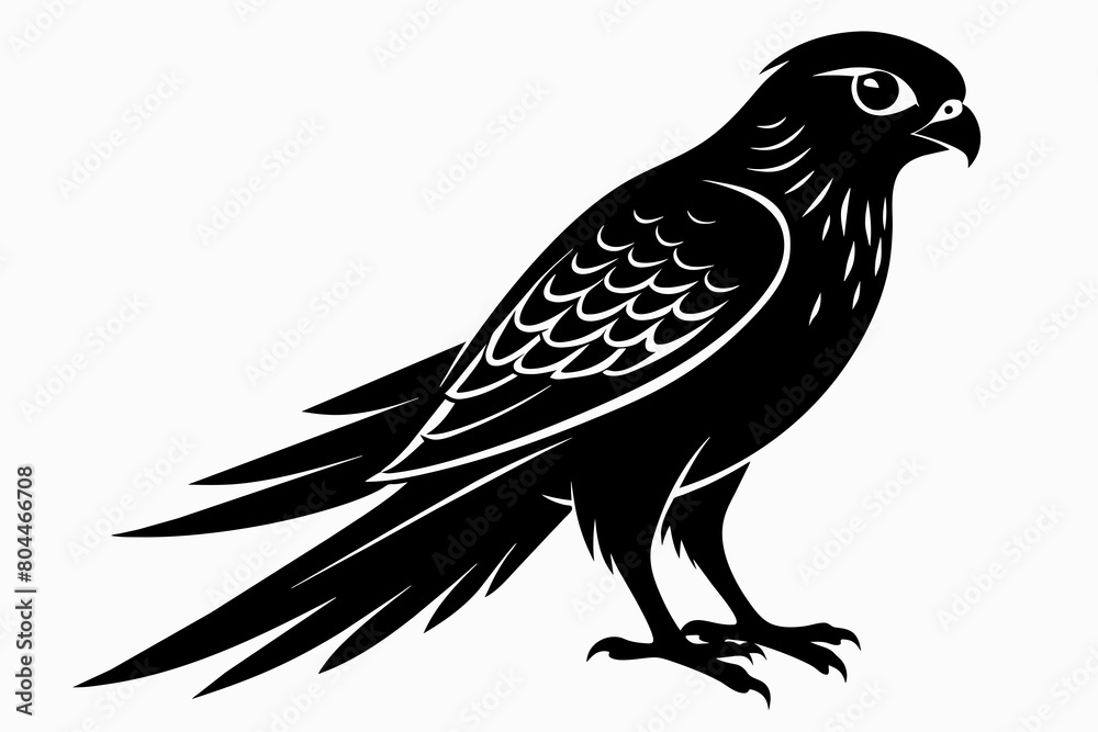 Fototapeta premium kestrel silhouette on white background, Vector illustration, icon, svg, characters, Holiday t shirt, Hand drawn trendy Vector illustration, eagle silhouette