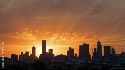 Melbourne Skyline Sunset Timelapse