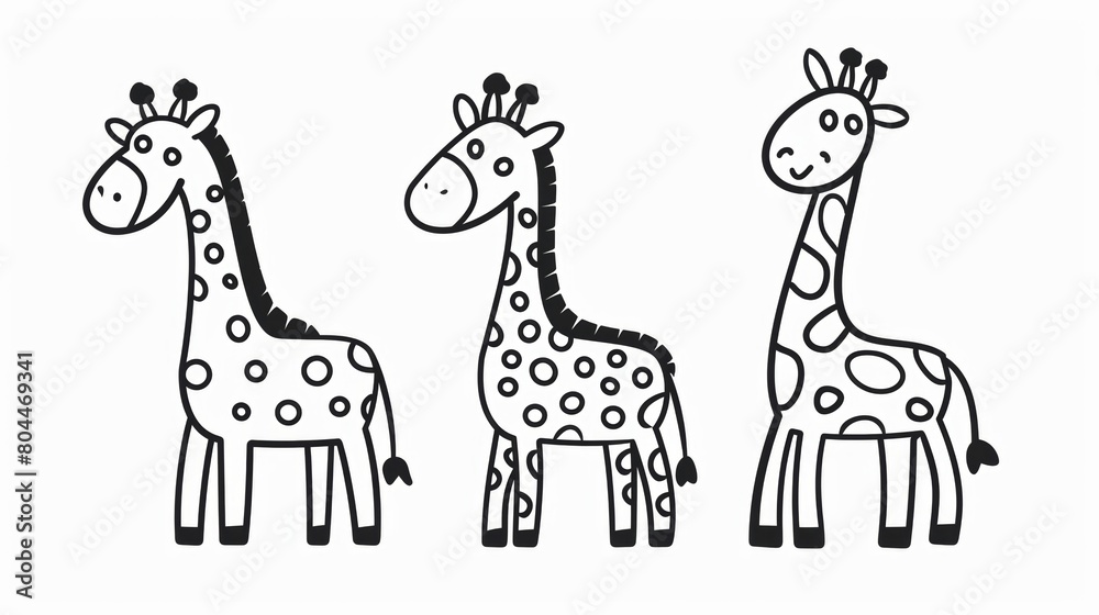 Giraffe. Line drawing of cute animal. Baby nursery art.
