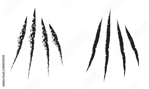 Animal claw scratches. Silhouette style vector icons. Claw scratch vector illustration. Set of cruel animal scratches horror and grunge concept in silhouette isolated on white background in eps 10.