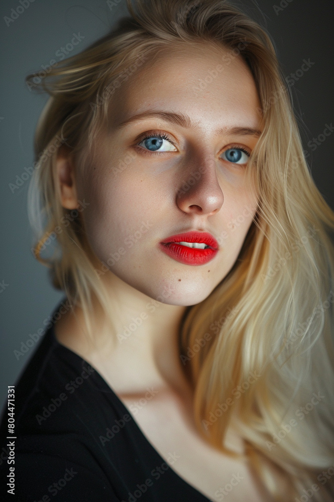 A professional Studio photo portrait of a gorgeously beautiful blonde woman and perfect skin A professional Studio photo portrait of a gorgeously beautiful blonde woman and perfect skin