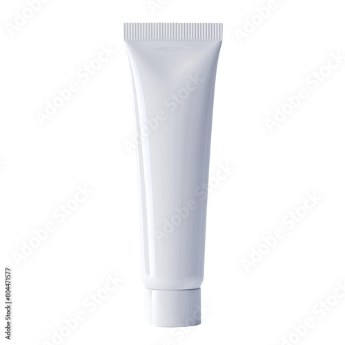White isolated on transparent background cosmetic cream tube. Toothpaste tube mock up. Isolated toothpaste container template. Cosmetic product packaging for gel, scrub, ointment. 