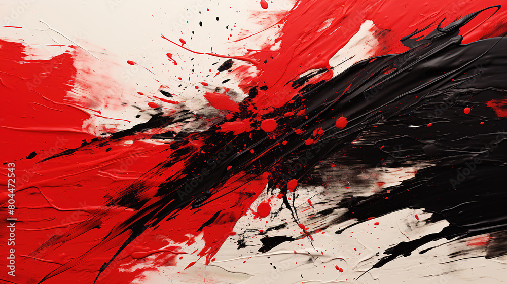 Seamless Red and Black Liquid Oil Paint Splatter White Background