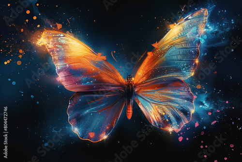 Colorful Abstract Background butterfly full of colors and lights with pain gradient background, Colorful butterfly lights close image HD © Farzana