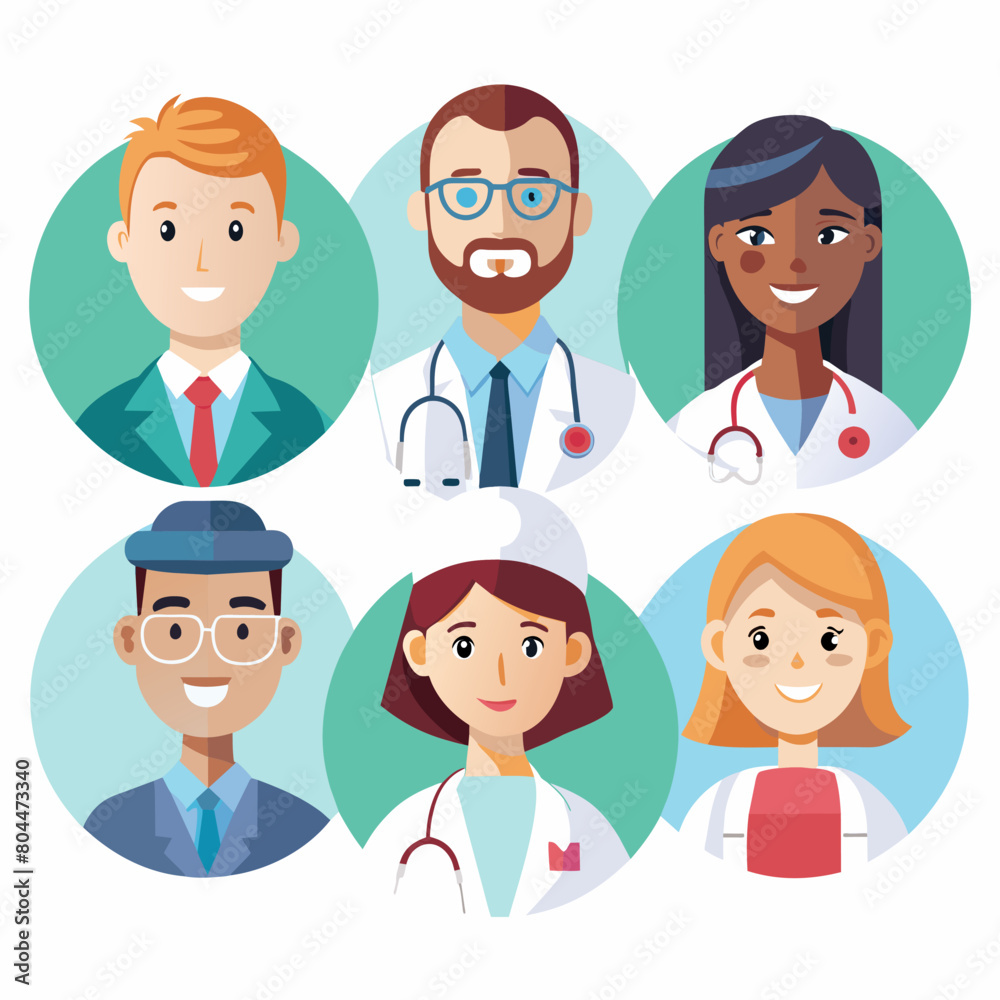 Female and male doctor avatars collection. Flat style. Vector illustration Female and male doctor avatars collection. Flat style. Vector illustration