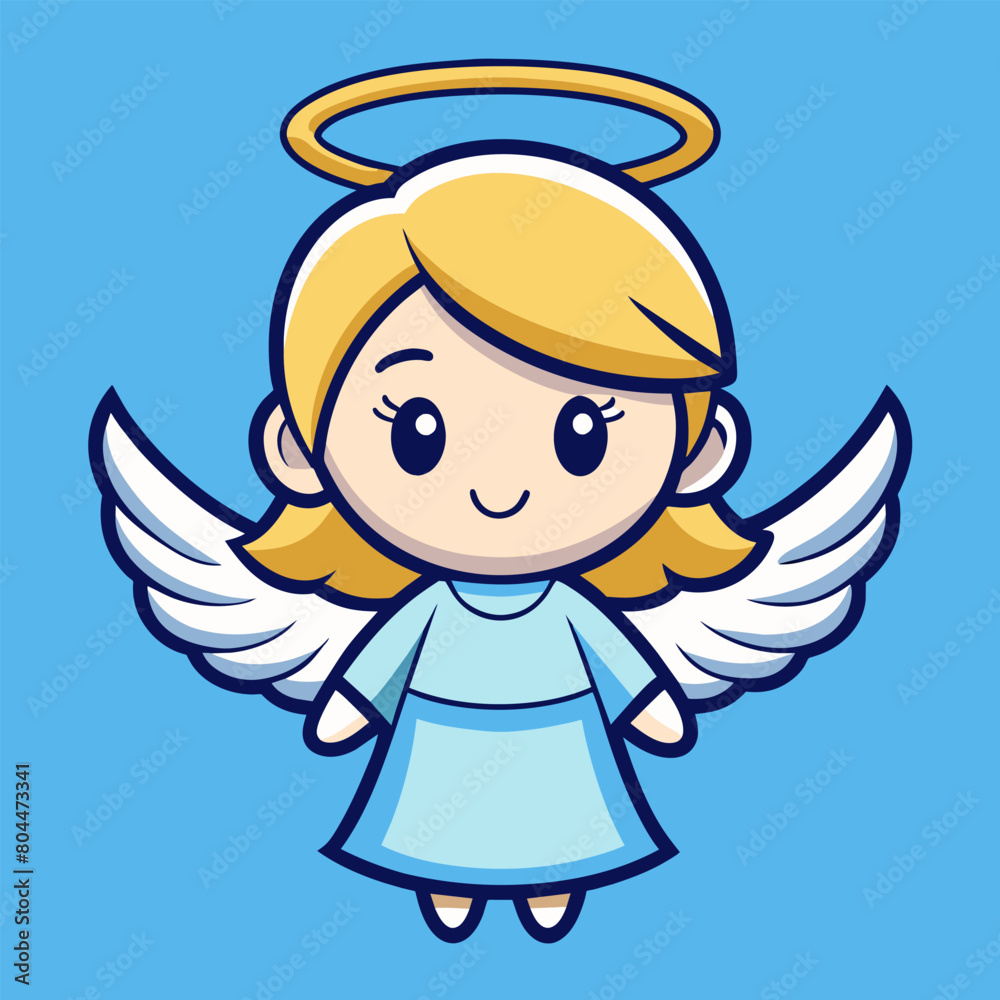 Cute angel winged and halo. Cartoon style. Vector illustration Cute angel winged and halo. Cartoon style. Vector illustration