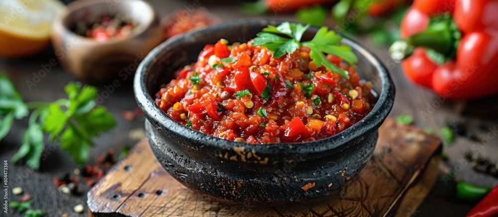 Bowl of Red Chili With Cilantro Garnish Bowl of Red Chili With Cilantro Garnish
