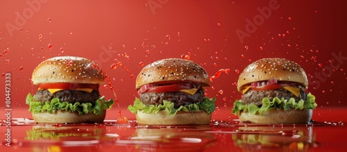 Group of Hamburgers With Lettuce and Tomatoes © FryArt Studio
