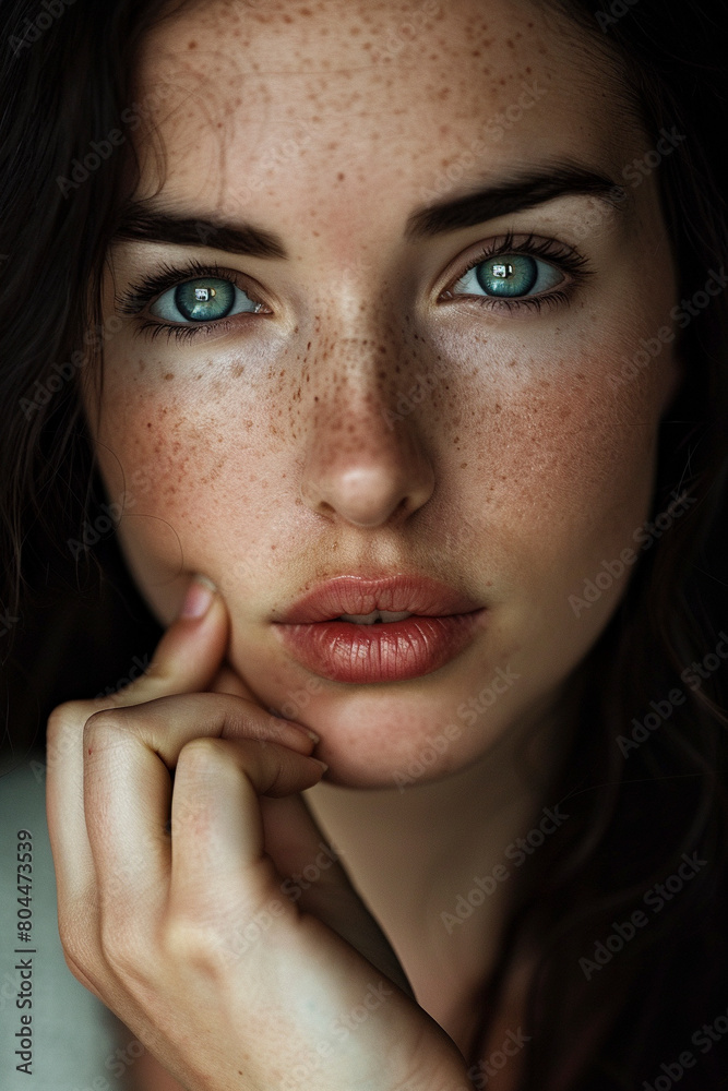 A professional Studio photo portrait of a gorgeously beautiful brunette woman and perfect skin A professional Studio photo portrait of a gorgeously beautiful brunette woman and perfect skin