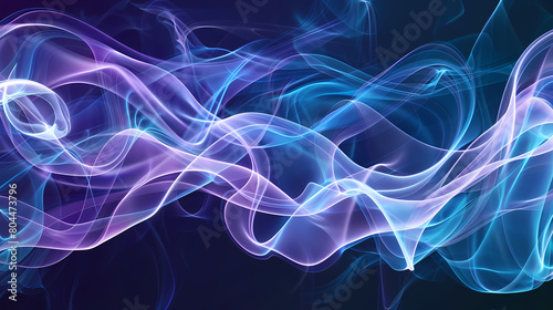 Abstract Blue and Purple Smoke Waves on a Dark Background