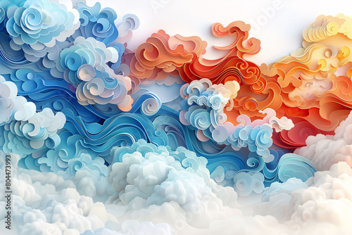 Chinese traditional festival Mid-Autumn Festival New Year background, simple style auspicious cloud pattern concept illustration photo
