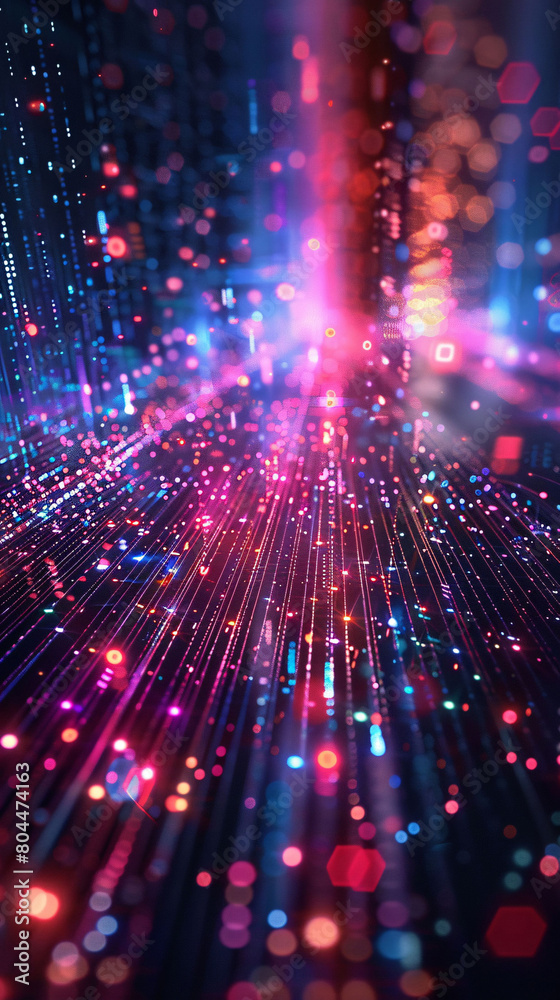 Glowing particle flow vortex, network technology big data background Glowing particle flow vortex, network technology big data background