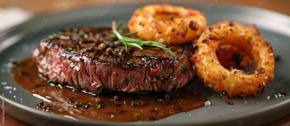 Steak and Onion Rings Plated Steak and Onion Rings Plated