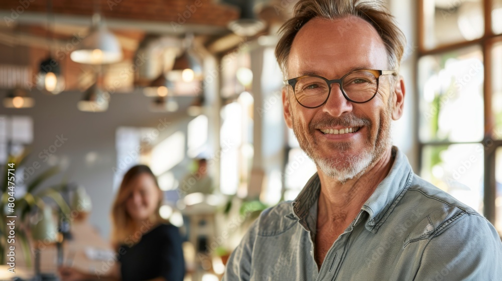 A Smiling Man in Casual Office