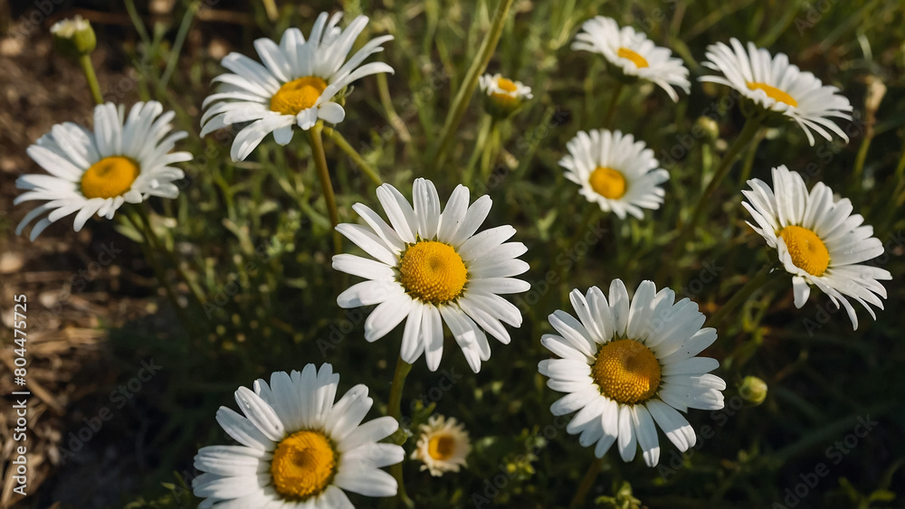 Leucanthemum vulgare, the ox-eye daisy, or oxeye daisy is widely cultivated and available as a perennial flowering ornamental plant for gardens and designed meadow landscapes
Leucanthemum vulgare, the ox-eye daisy, or oxeye daisy is widely cultivated and available as a perennial flowering ornamental plant for gardens and designed meadow landscapes