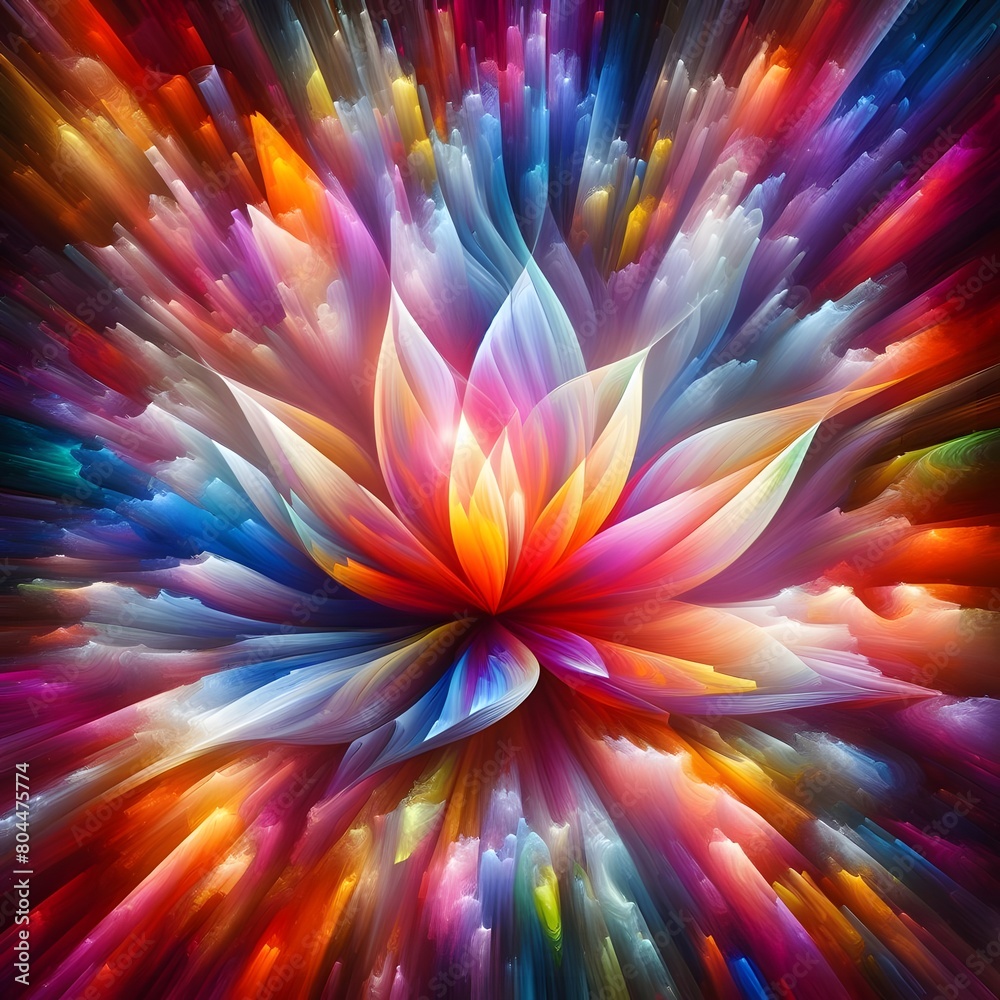 Obraz premium Prism Blossom with abstract colorful shapes colorful background