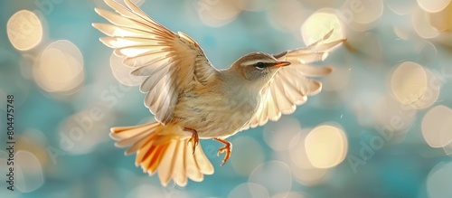 Small Bird Soaring With Spread Wings photo