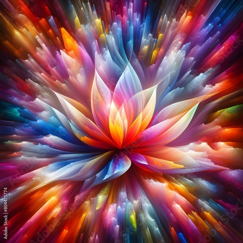 Prism Blossom with abstract colorful shapes colorful background photo