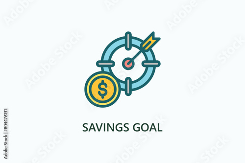 Savings Goal Vector, Icon Or Logo Sign Symbol Illustration 