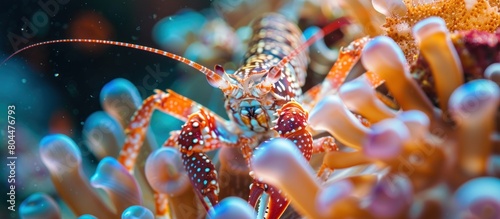 Underwater macro photography of Emperor shrimp capt photo