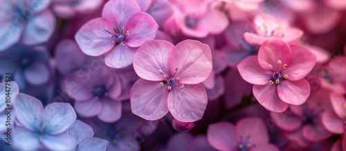 Pink and Blue Flowers Sprouting in Field © FryArt Studio