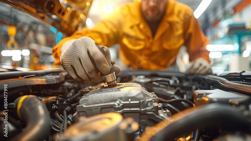 Repairing a Car Engine in an Auto Repair Shop. Concept Auto Repair, Car Engine, Repair Shop, Mechanic, Vehicle Maintenance © Ян Заболотний