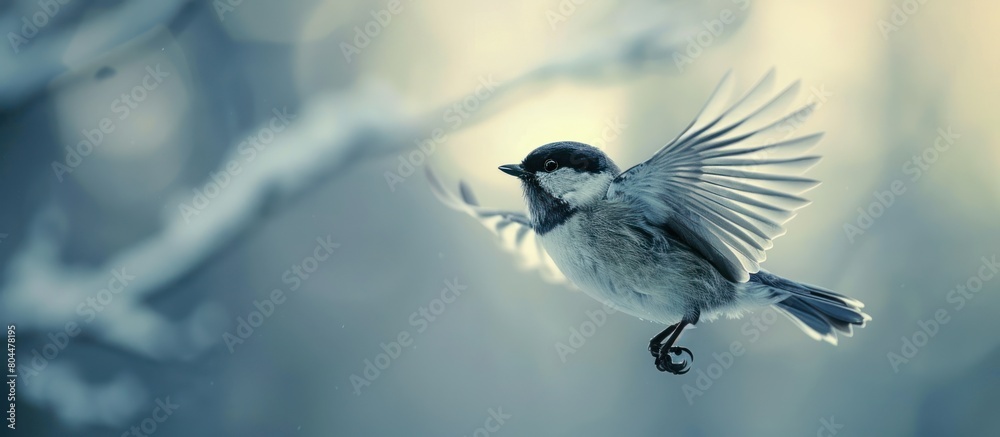 Obraz premium Small Bird Flying Near Tree