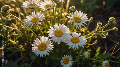 Leucanthemum vulgare  the ox-eye daisy  or oxeye daisy is widely cultivated and available as a perennial flowering ornamental plant for gardens and designed meadow landscapes 