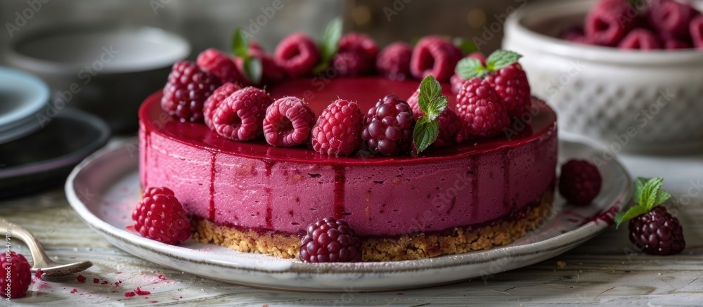 Vegan Raspberry Cheesecake With Fresh Raspberries Vegan Raspberry Cheesecake With Fresh Raspberries