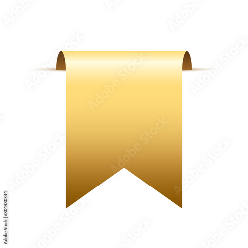 Gold tag vector icon. Golden sales promotion banner, label, ribbon for online shopping. 3d realistic web element for promotion, discount, best seller product