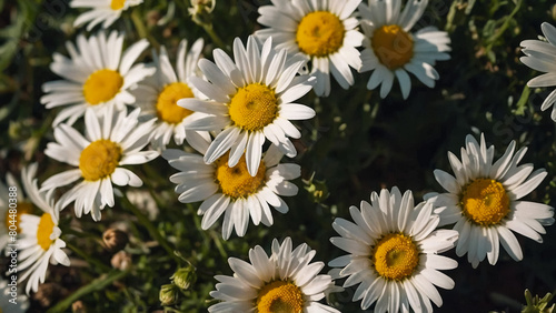 Leucanthemum vulgare  the ox-eye daisy  or oxeye daisy is widely cultivated and available as a perennial flowering ornamental plant for gardens and designed meadow landscapes 