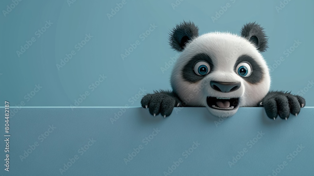 Cute cartoon panda peeping with plain background Cute cartoon panda peeping with plain background