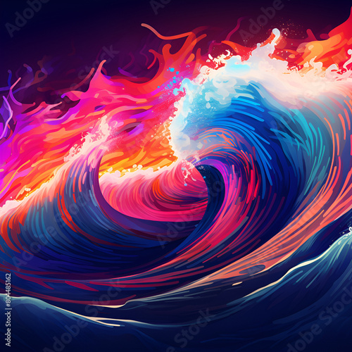 fractal abstract colorful background with wave