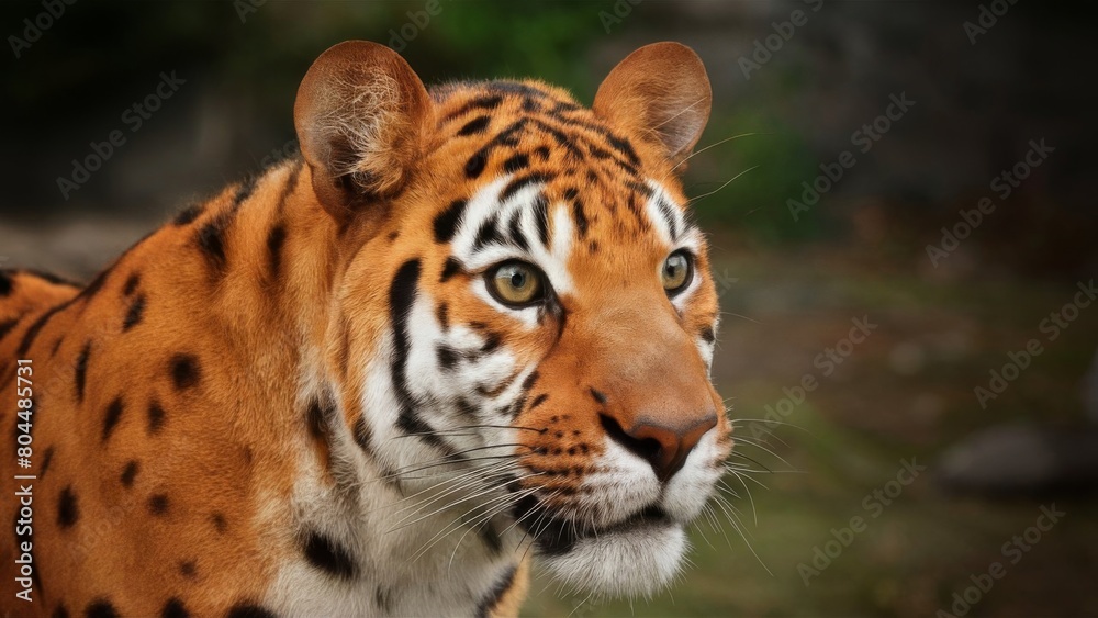 Obraz premium Tiger in the wild. Portrait. Wallpaper.